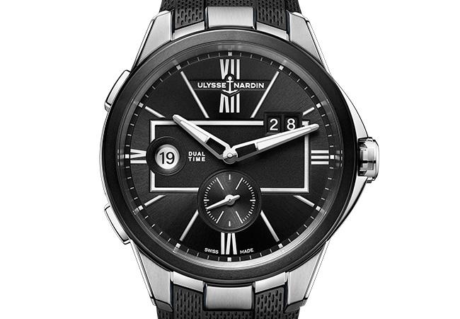 雅典錶Ulysse Nardin雙時區腕錶黑色面盤款，型號：243-20-3/42