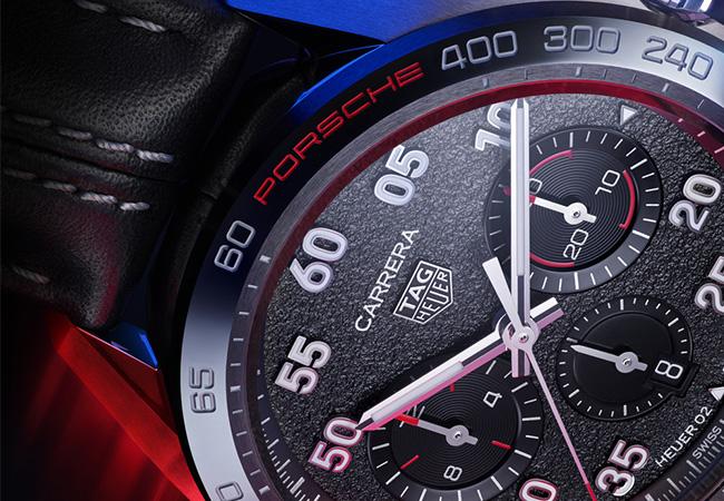 TAG Heuer泰格豪雅Carrera保時捷自動計時腕錶-皮錶帶款，型號：CBN2A1F.FC6492