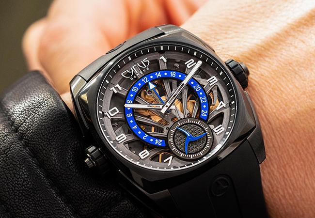 CYRUS Watches Klepcys GMT Retrograde 逆跳兩地時間腕錶拋光鈦金屬搭配黑色DLC錶圈款，型號：Ref. 539.507.TD.A