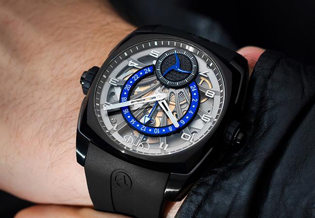 CYRUS Watches Klepcys GMT Retrograde 逆跳兩地時間腕錶黑色DLC鈦金屬款，型號：Ref. 539.507.DD.A