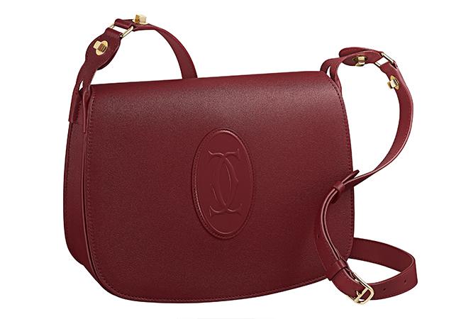 Must de Cartier小型款狩獵包酒紅色小牛皮