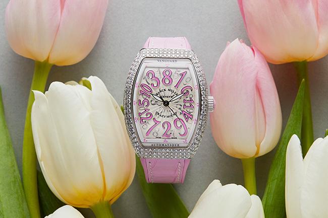 FRANCK MULLER Vanguard Crazy Hours Lady亞洲特別版精鋼鑽石腕錶