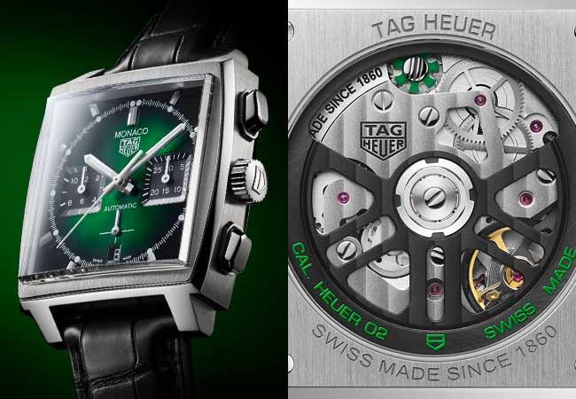 泰格豪雅TAG HEUER摩納哥H02綠面計時碼錶