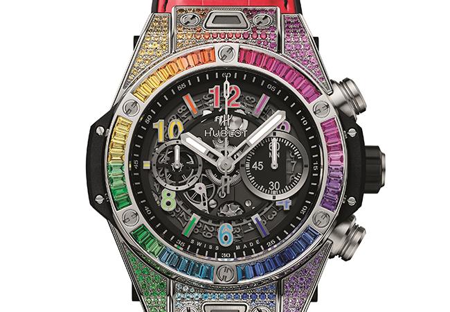 宇舶HUBLOT Big Bang Unico彩虹寶石鈦金計時碼錶