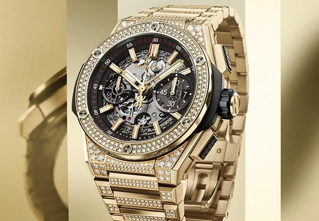 宇舶HUBLOT Big Bang Unico黃金鍊帶計時腕錶黃金鑲鑽款
