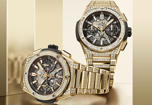 宇舶HUBLOT Big Bang Unico黃金鍊帶計時腕錶黃金滿鑽款