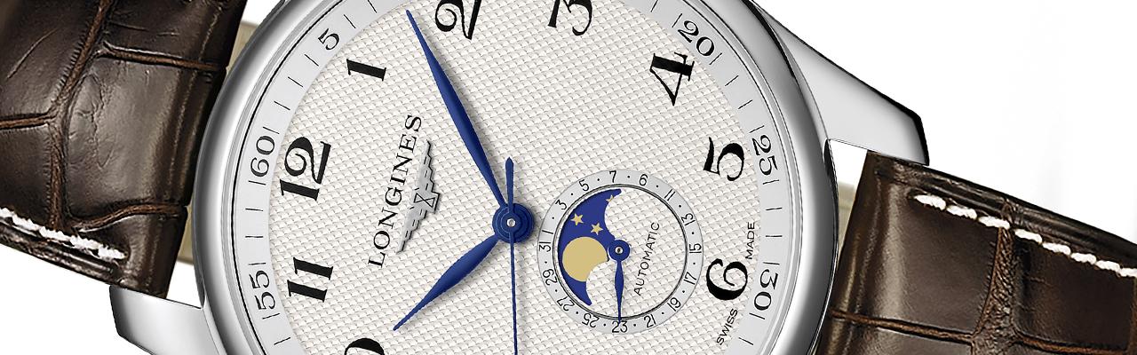 浪琴表 Master 巨擘系列銀色面盤月相腕錶鄭雨盛贈錶款