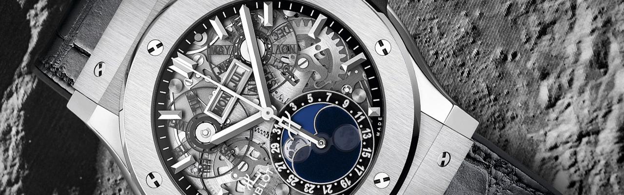 宇舶經典融合系列月相鏤空腕錶鈦金款