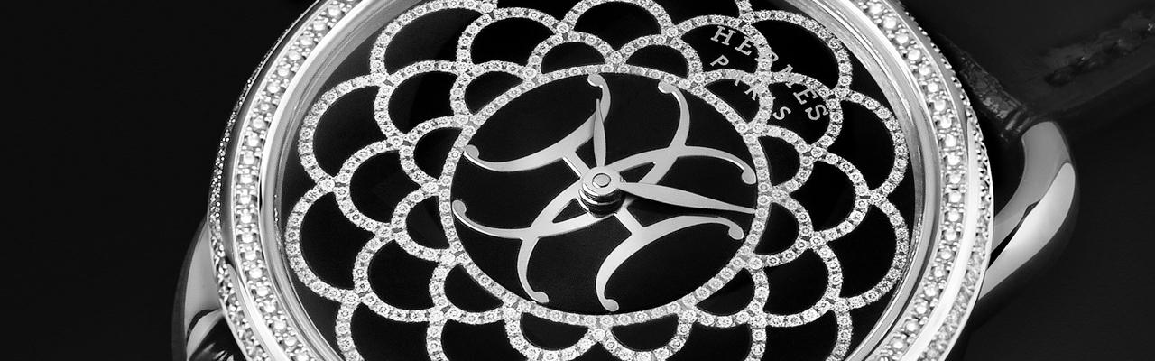 愛馬仕Arceau H Déco珠寶腕錶黑色珍珠母貝款