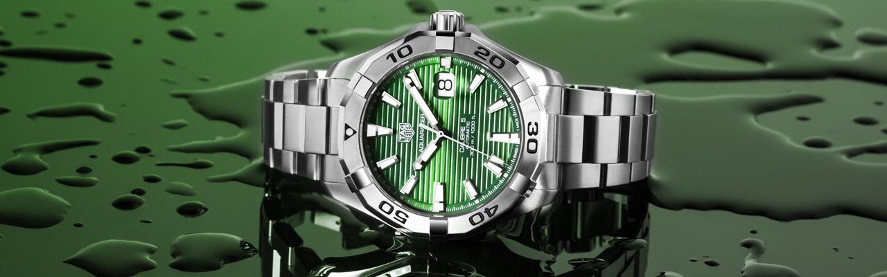 泰格豪雅 Aquaracer 系列綠色錶面男士腕錶