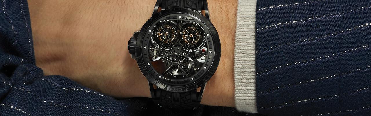 羅杰杜彼鏤空雙飛行陀飛輪腕錶