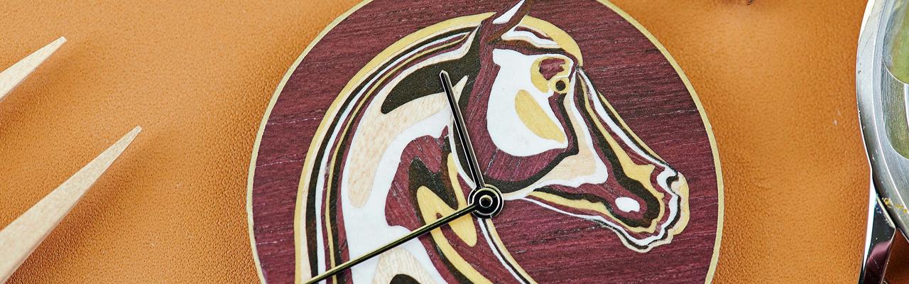 愛馬仕Slim d’Hermès Pégase Paysage 木片細工鑲嵌工藝腕錶