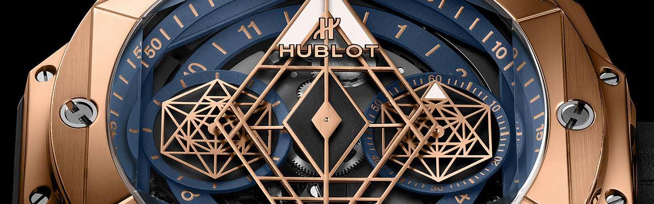 宇舶Big Bang Sang Bleu II 墨藍計時碼錶皇金款。