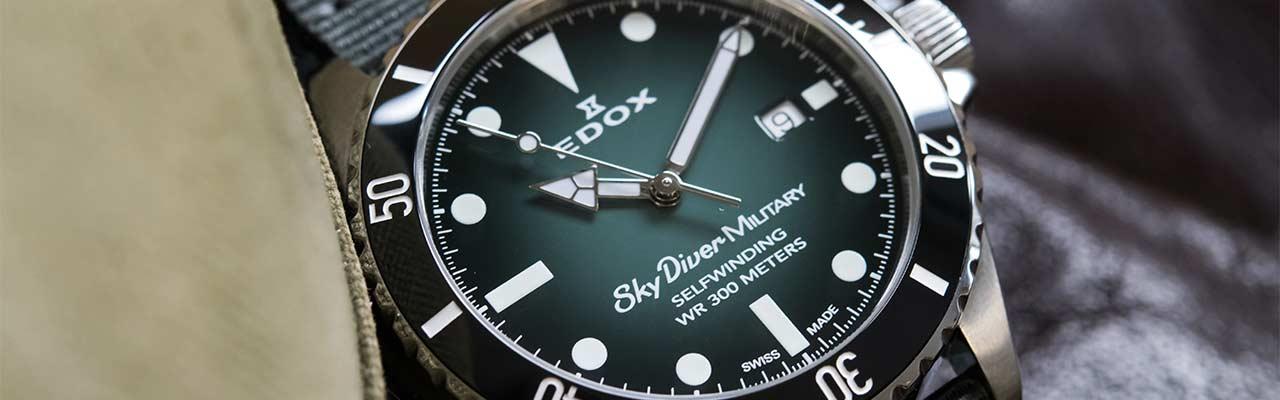 EDOX SkyDiver Military傘兵悍將腕錶