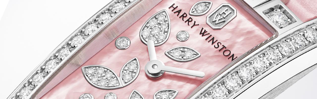 海瑞溫斯頓第五大道Avenue C Mini系列Lily Cluster粉紅腕錶