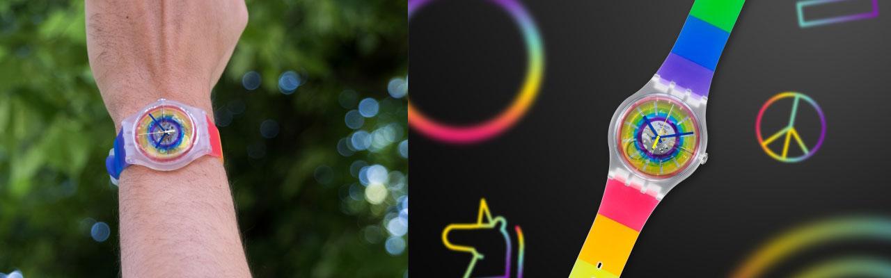 SWATCH Open summer彩虹腕錶