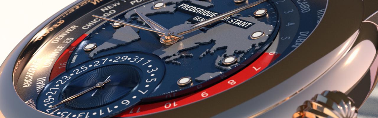 康斯登百年典雅自製機芯世界時區腕錶