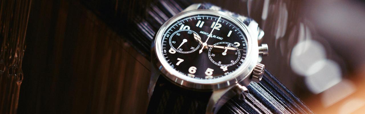 萬寶龍MONTBLANC NATO錶帶 Julien Faure法國編織緞帶製造商 萬寶龍1858 系列計時自動腕錶