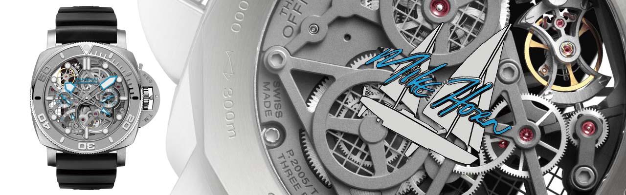 沛納海PANERI Submersible EcoPangaea Tourbillon GMT - 50mm腕錶Mike Horn特別版。型號PAM01108