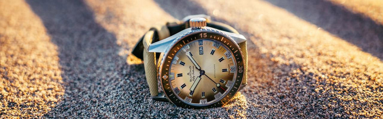 寶珀BLANCPAIN Fifty Fathoms Bathyscaphe 沙漠色五十噚深潛器日期及星期腕錶 潛水錶