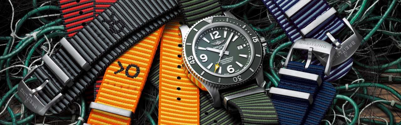BREITLING百年靈Superocean 44 OUTERKNOWN搭配環保再生的NATO錶帶