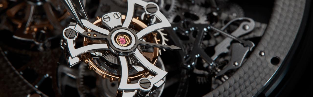 羅杰杜彼ROGER DUBUIS王者系列鏤空雙飛行陀飛輪腕錶