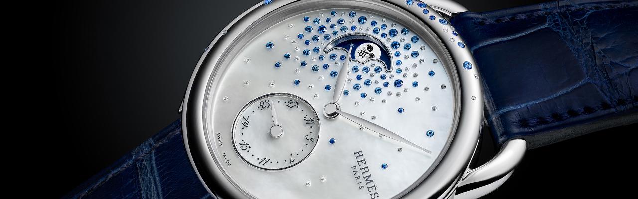 愛馬仕HERMES Arceau Petite Lune小月相腕錶 閃耀寶石夢幻降落