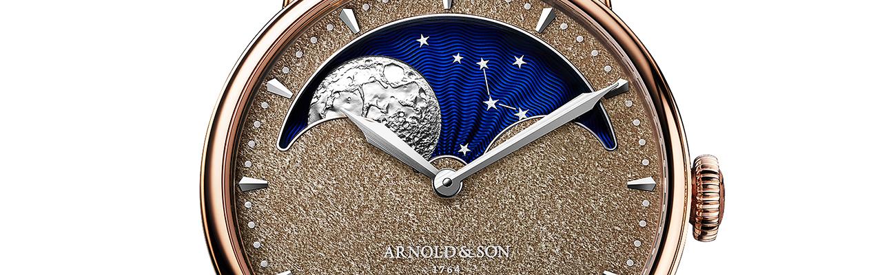 ARNOLD & SON Perpetual Moon Obsidian恆久月相黑曜石腕錶 與銀色星宿輝映