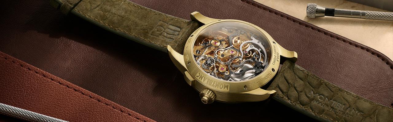 萬寶龍1858系列追針計時腕錶限量款18 Lime Gold萊姆綠復古風貌再現