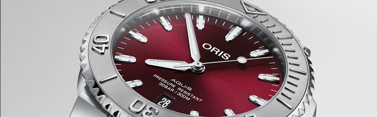 豪利時Oris Aquis日期錶 綻放一抹紅