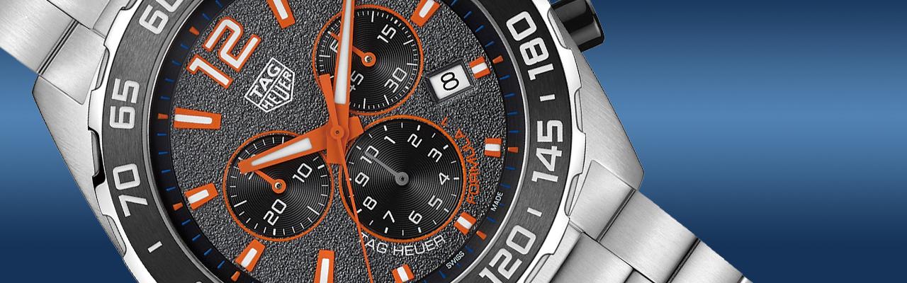 泰格豪雅F1系列計時腕錶 活力橙搭配瀝青面盤