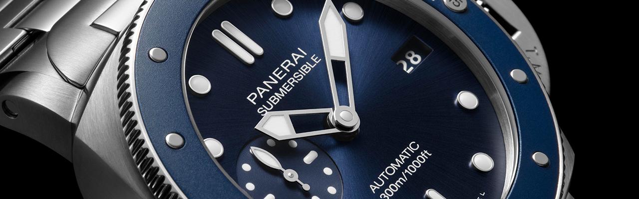 鍊帶上身  沛納海Submersible Blu Notte專業潛水腕錶PAM01068