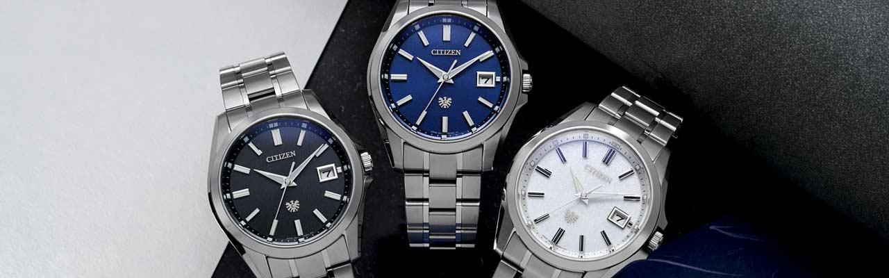 The CITIZEN Cal. A060光動能萬年曆鈦金屬腕錶琉璃藍、皓雪白、墨黑和紙面盤