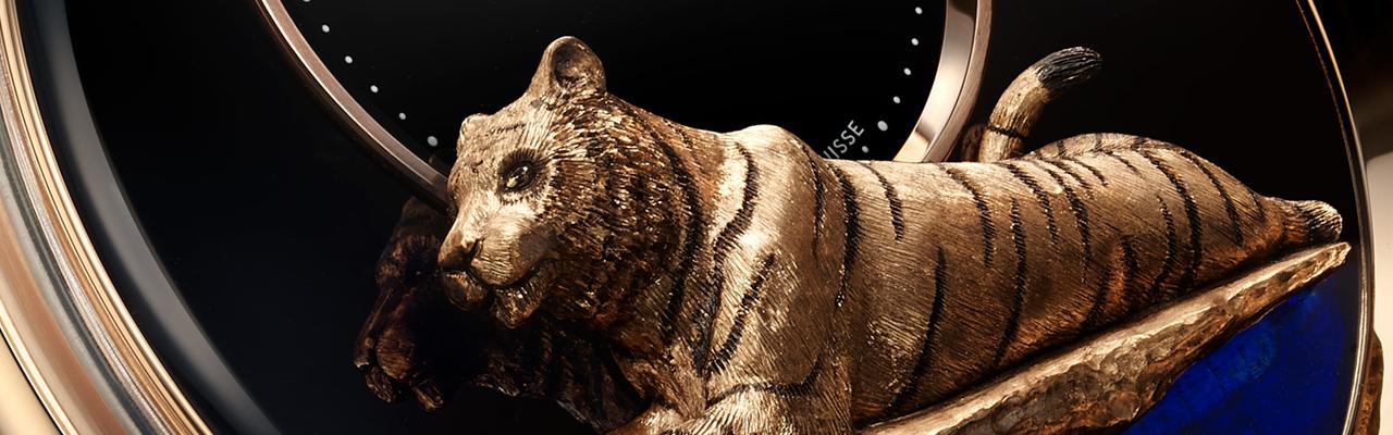 雅克德羅Jaquet Droz 2022虎年生肖歐泊石金雕腕錶