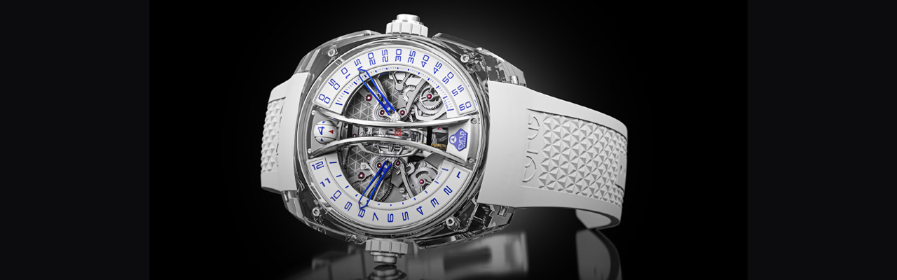 CYRUS賽瑞錶Klepcys Vertical Tourbillon Sapphire Blue垂直鏤空藍寶石水晶陀飛輪腕錶