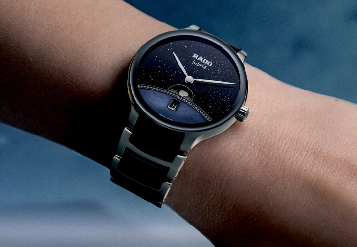 RADO雷達表 Centrix 晶萃系列高科技陶瓷月相鑲鑽限量腕錶