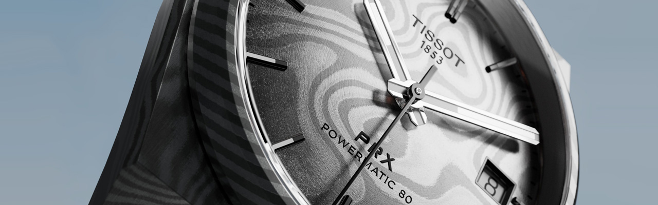 TISSOT天梭表PRX系列大馬士革鋼自動腕錶