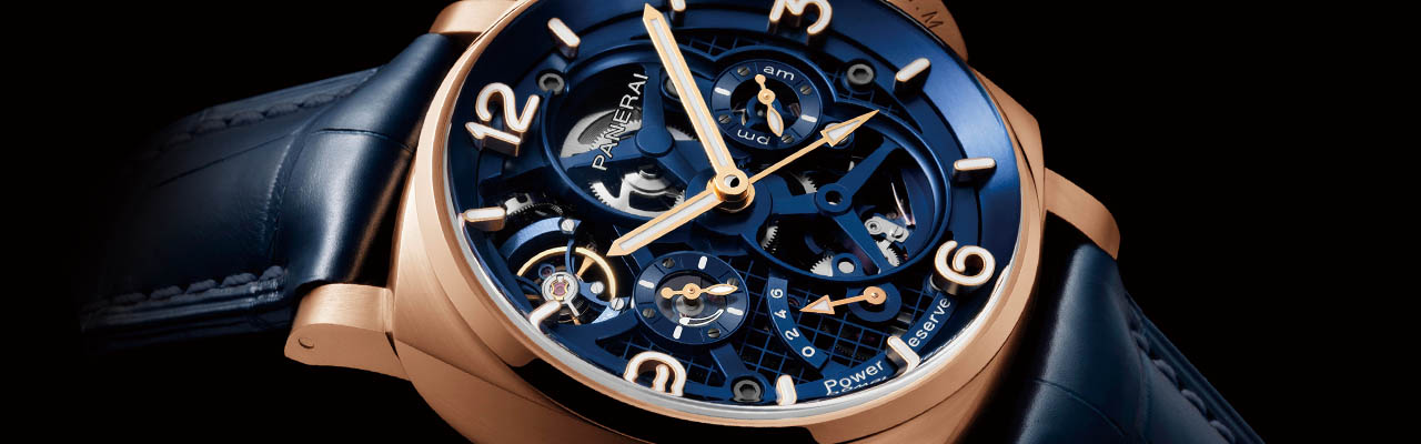 沛納海Luminor Tourbillon GMT Goldtech陀飛輪兩地時間紅金腕錶