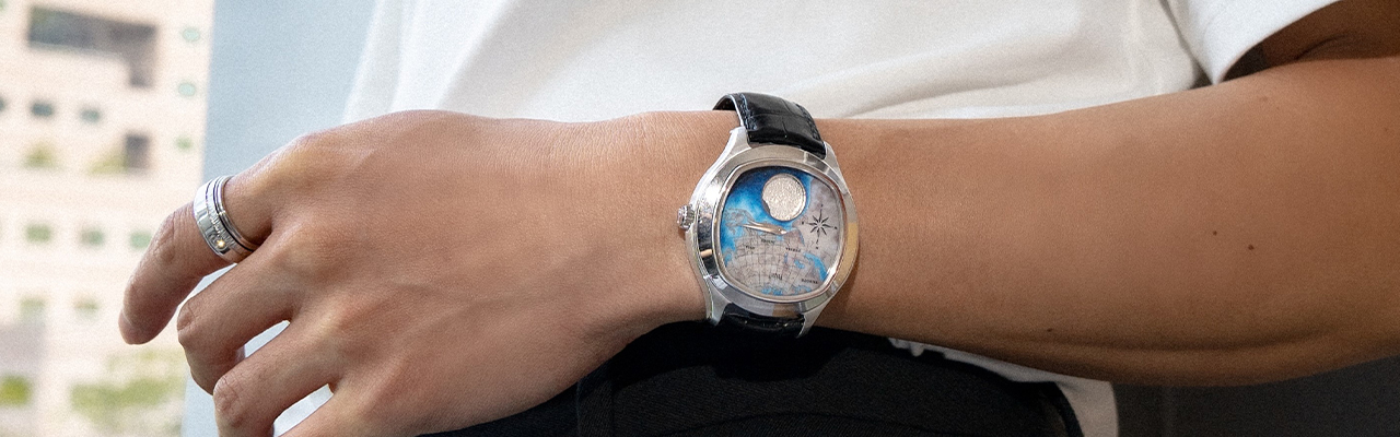 PIAGET Polo Emperador 18K白金大月相琺瑯工藝高級腕錶