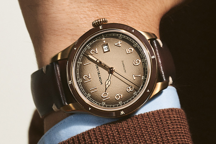 優雅銅棕色調 MONTBLANC 1858系列日期顯示自動零氧腕錶