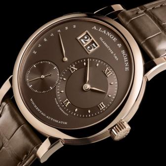 蜂蜜金配銀棕色面盤／朗格Lange 1 Daymatic Honeygold