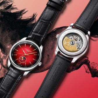 徐悲鴻奔馬圖×漸變紅色面盤／浪琴丙午馬年生肖紀念限量腕錶