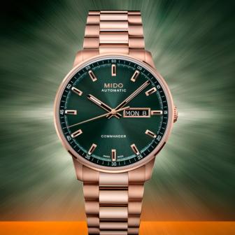深邃杉綠為春日染上一抹森林氣息／MIDO Commander Datoday星期日曆腕錶