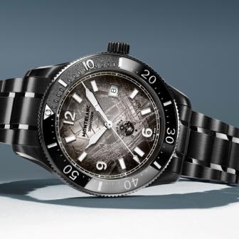 仿舊精鋼與冰川紋理／MONTBLANC Iced Sea日期顯示自動零氧腕錶