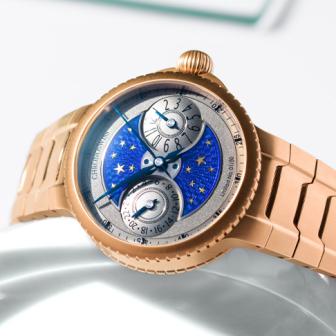 琺瑯星空×雙時區／CHRONOSWISS Pulse Gmt Enamel Sky Gold兩地時間腕錶