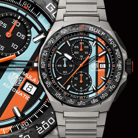 經典藍橘配色點燃速度感，TAG HEUER Formula 1 x Gulf限量版計時腕錶