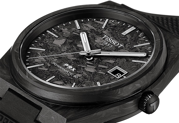 TISSOT天梭PRX鍛造碳矽游絲腕錶