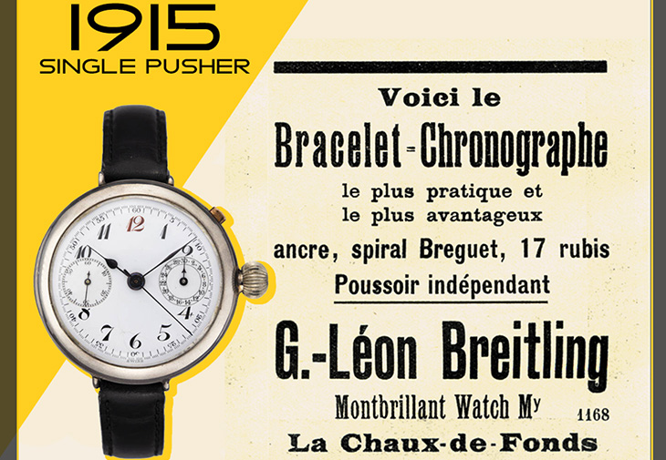 BREITLING加斯頓．百年靈單按鈕計時腕錶