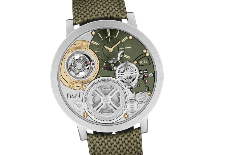 PIAGET伯爵錶Altiplano Ultimate Concept 系列終極概念鈷基合金軍綠色手動上鍊超薄陀飛輪腕錶