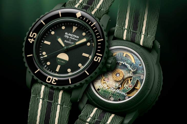 BLANCPAIN X SWATCH Bioceramic Scuba Fifty Fathoms系列Green Abyss腕錶
